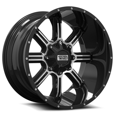 Aluminum Wheels 20x12 Razor T-22 Gloss Black Machined 5 On 114.3/5 On 127 Bolt Pattern -44 Offset Twisted Off-Road