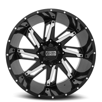 Aluminum Wheels 20x12 Raptor T-24 Gloss Black Machined 5 On 114.3/5 On 127 Bolt Pattern -44 Offset Twisted Off-Road