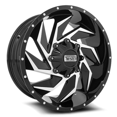 Aluminum Wheels 20x12 Billet T-25 Gloss Black Machined 5 On 114.3/5 On 127 Bolt Pattern -44 Offset Twisted Off-Road