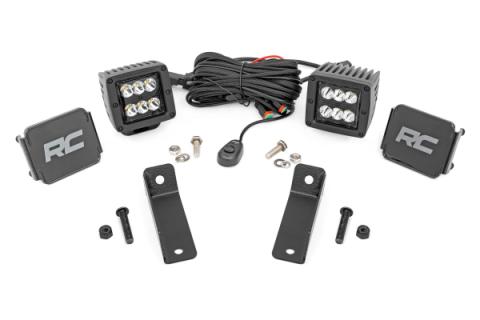 LED Light Kit Rear Mount 2 Inch Black Pair Flood Can-Am Maverick Sport 1000R Rough Country