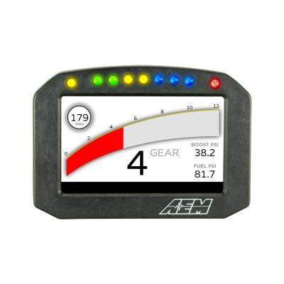 CD-5FG Carbon GPS-Enabled Flat Panel Digital Dash Display 5-inch diagonal screen, carbon fiber enclosure, GPS antenna and wiring harness included, Does Not Include Buttons (See PN 30-3610) AEM Electronics