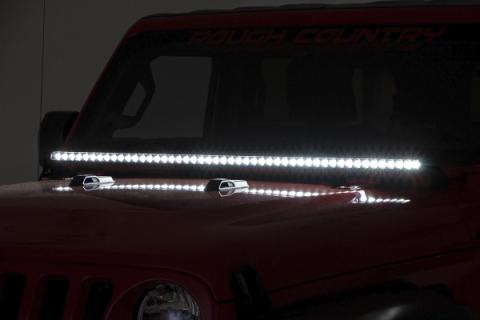 Jeep 50 Inch LED Hood Kit 18-20 Wrangler JL 20-Up Gladiator JT Black-Series Rough Country