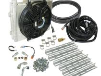 Xtrude Tranmission Cooler with Fan Double Stacked Complete Kit 5/8in Lines (Silverado/Sierra) BD Diesel