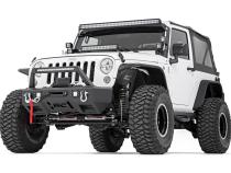 Jeep Front Stubby LED Winch Bumper w/Hoop Chrome Series JK, JL, Gladiator JT Rough Country