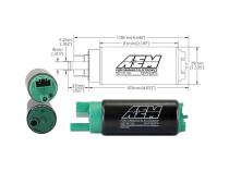 340LPH E85-Compatible High Flow In-Tank Fuel Pump Offset Inlet/340LPH at40psi/Not application specific AEM Electronics