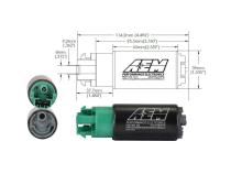 340LPH E85-Compatible High Flow In-Tank Fuel Pump 65mm Body w/Hooks Offset Inlet/340LPH at40psi/Not application specific AEM Electronics