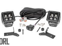 Jeep JL/Gladiator 2 Inch LED Lower Windshield Kit Black Series w/White DRL For 18-Pres Wrangler JL/20-Pres Gladiator Rough Country