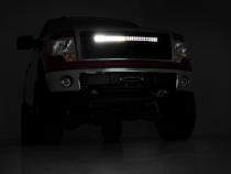 Mesh Grille 30 Inch Dual Row LED Chrome White DRL 09-14 Ford F-150 Rough Country