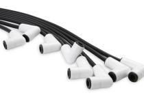 Spark Plug Wire Set Universal 90 Deg White Ceramic Boots 9001C, Spark Plug Wires, Pro Fit Ceramic, Spiral Core, 8Mm, Black, Set ACCEL