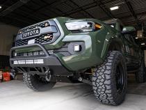 16-Up Tacoma Stealth Bumper 32 Inch LED Bar Spot Beam Bumper Light Bar-Blue-Small Relocation Mounts Only No Switch No Winch No D-Ring Cali Raised LED