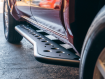 Step Edition Rock Slider For 24-Present Toyota Tacoma/Double Cab Long Bed W/ Kick Out/Yes (Raw Steel)/Powdercoat Cali Raised LED