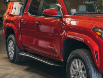 Step Edition Rock Slider For 24-Present Toyota Tacoma/Double Cab Long Bed W/ Kick Out/Yes (Raw Steel)/Powdercoat Cali Raised LED