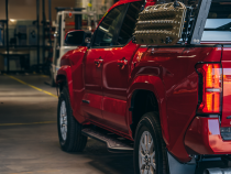 Step Edition Rock Slider For 24-Present Toyota Tacoma/Double Cab Long Bed W/ Kick Out/Yes (Bed Liner)/Powdercoat Cali Raised LED