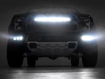 Ford Triple LED Fog Light Kit Black Series w/Amber DRL 17-19 F-150 Raptor Rough Country