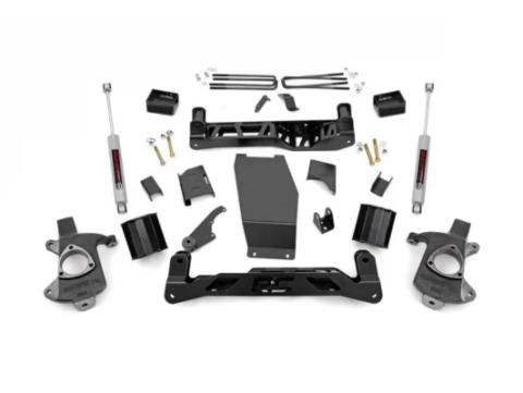 5 Inch Suspension Lift Kit w/V2 Monotube Shocks &amp; Struts 14-18 Silverado/Sierra 1500 4WD Aluminum/Stamped Steel Rough Country