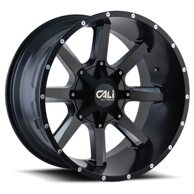 Cast Aluminum Wheels Busted 9100 SB 22x12 Milled Spokes Satin Black 6 On 135/6 On139.7 Bolt Pattern -44 Offset Cali Offroad Wheels