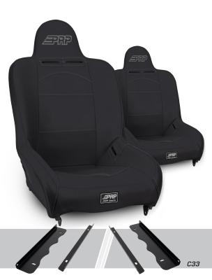 Premier High Back Suspension Seats Kit for 95-01 Jeep Cherokee XJ Pair Black PRP Seats