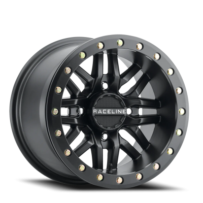 Aluminum Wheels 14x7 Ryno Beadlock UTV A91B Machined Face Satin Black 10 Offset 4 on 110 Bolt Pattern 90 Bore Raceline