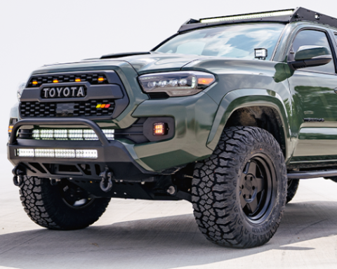 16-Up Tacoma Stealth Bumper 32 Inch LED Bar Combo Beam No Switch 32 Inch Combo Beam with Relocation Mounts No Switch No Winch No D-Ring Cali Raised LED