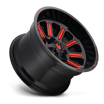 Aluminum Wheels 18X9 Hardline D621 5 On 114.3/5 On 127 Gloss Black/Candy Red 78.1 Bore 1 Offset Fuel Off Road Wheels