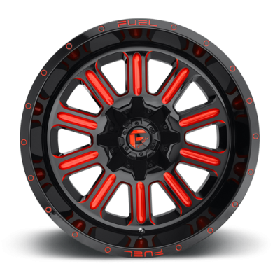 Aluminum Wheels 18X9 Hardline D621 5 On 114.3/5 On 127 Gloss Black/Candy Red 78.1 Bore 1 Offset Fuel Off Road Wheels