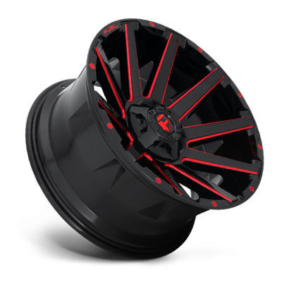 Aluminum Wheels 22X10 Contra D643 5 On 114.3/5 On 127 Gloss Red/Milled 78.1 Bore -18 Offset Multi Spoke Fuel Off Road Wheels