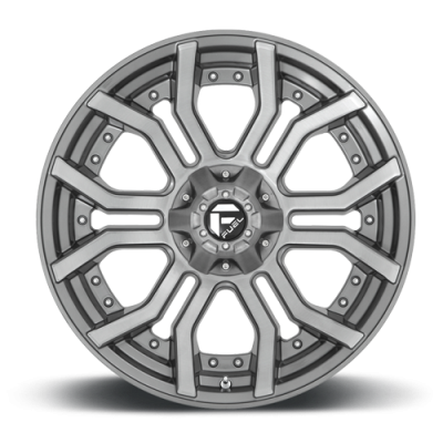 Aluminum Wheels 20X10 Rage Platinum D713 5 On 127/5 On 139.7 Brushed Gunmetal Gray Tinted Clear 87.1 Bore -18 Offset Fuel Off Road Wheels