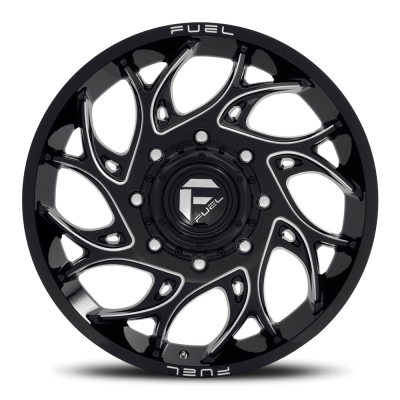 Dually Wheels 22X8.25 Runner Dually D741 8 On 165.1 Gloss Black Milled 121.6 Bore 105 Offset 8 Spoke Front Dually Fuel Off Road Wheels