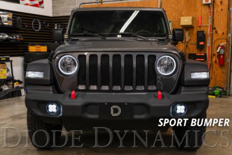 SS3 LED Fog Light Kit for 2018-2021 Jeep JL Wrangler Yellow SAE Fog Pro w/ Backlight Type M Bracket Kit Diode Dynamics