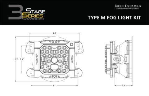 SS3 LED Fog Light Kit for 2009-2017 Dodge Journey White SAE Fog Max w/ Backlight Type M Bracket Kit Diode Dynamics