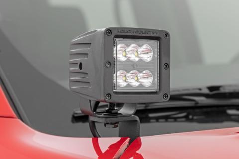 LED Light Kit Ditch Mount 2 Inch Black Pair Amber DRL Nissan Frontier (22-26) Rough Country