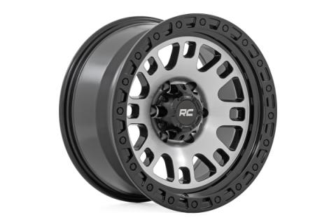 82 Series Wheel One-Piece Machined Semi Gloss Black 17x9 5x4.5 -12mm Rough Country