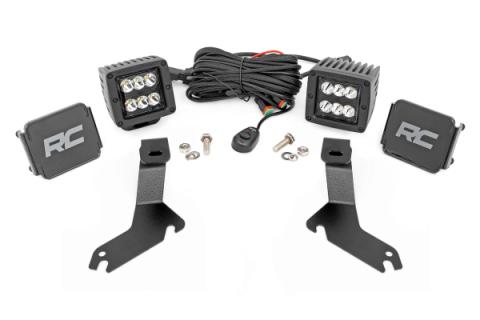 LED Light Kit Ditch Mount 2 Inch Black Pair Spot Chevy Silverado 1500 (99-06)/Tahoe (00-06) Rough Country