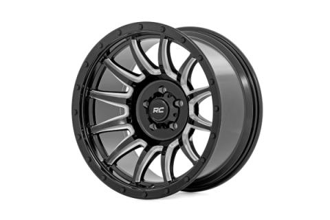 90 Series Wheel One-Piece Gloss Black w/machined spokes 20x9 6x5.5 0mm Rough Country