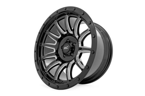 90 Series Wheel One-Piece Gloss Black w/machined spokes 20x9 6x5.5 0mm Rough Country