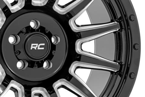 90 Series Wheel One-Piece Gloss Black w/machined spokes 20x9 6x5.5 0mm Rough Country