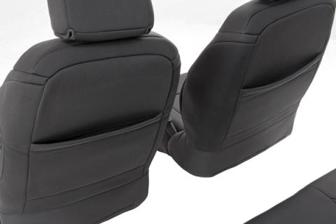 Jeep Neoprene Seat Cover Front &amp; Rear Combo Black 13-18 Wrangler JK Unlimited Rough Country