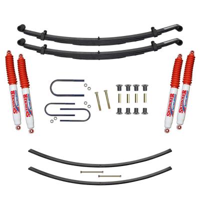 Suspension Lift Kit w/Shock Nitro Shocks 2.5 Inch Front/2 Inch Rear Lift Incl. Front Leaf Springs Front U Bolt Kit Front Bushing Kit Rear Add-A-Leafs Skyjacker