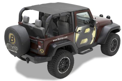 Jeep Bikini Top Header Safari Bikini Tops For Jeep 2010-2018 Wrangler JK 2 Door Black Diamond Fabric Bestop