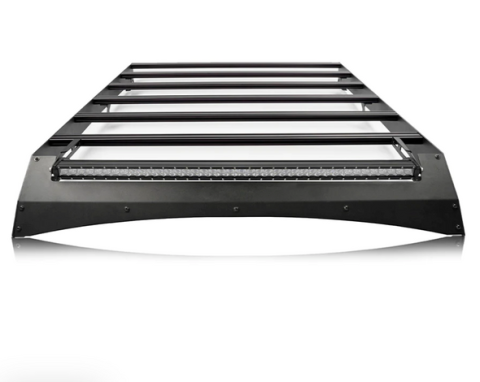 2014-2021 Tundra Crew Max Premium Roof Rack - 52 in Dual Row Combo Beam LED Light Bar - Blue - Tall No Lights Cali Raised LED