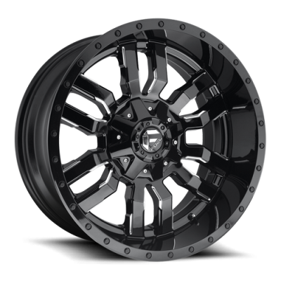 Aluminum Wheels 24X12 Sledge D595 5 On 127/5 On 139.7 Gloss Black/Milled 87.1 Bore -44 Offset Fuel Off Road Wheels