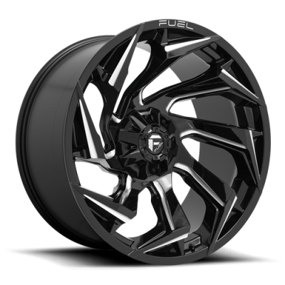 Aluminum Wheels 24X12 Reaction D753 5 On 127/5 On 139.7 Gloss Black/Milled 87.1 Bore -44 Offset Fuel Off Road Wheels
