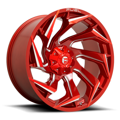 Aluminum Wheels 24X12 Reaction D754 5 On 127/5 On 139.7 Candy Red Milled 87.1 Bore -44 Offset Fuel Off Road Wheels