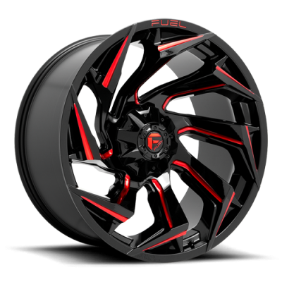Aluminum Wheels 24X12 Reaction D755 5 On 127/5 On 139.7 Gloss Black Milled Red Tint 87.1 Bore -44 Offset Fuel Off Road Wheels