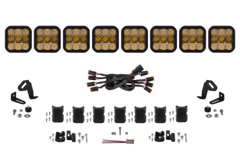 SS5 Pro Universal CrossLink 8-Pod Lightbar Yellow Combo Diode Dynamics