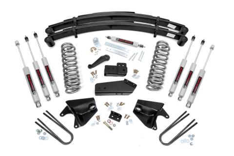 4 Inch Lift Kit Quad Front Shocks Rear Springs Ford Bronco 4WD (80-96) Rough Country