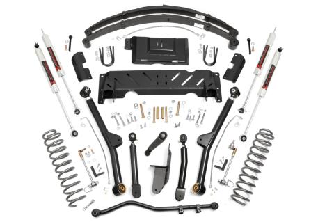 4.5 Inch Lift Kit Long Arm RR Leafs NP242 M1 Jeep Cherokee XJ (84-01) Rough Country