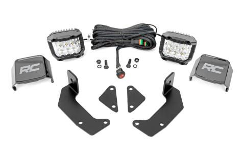 LED Light Kit Cage Mount 2 Inch Chrome Pair Wide Angle CFMOTO UFORCE 1000 Rough Country