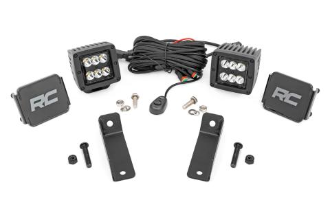 LED Light Kit Rear Mount 2 Inch Black Pair Flood Can-Am Maverick Sport 1000R Rough Country