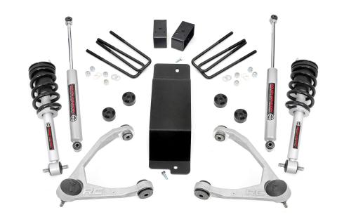 3.5 Inch Suspension Lift Kit Upper Control Arms N3 Struts 14-16 Silverado/Sierra 1500 4WD Rough Country